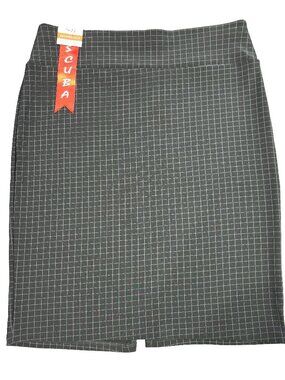 MAZE Tregging Pencil Skirt XL Black White Grid Stretch Pull On Career
